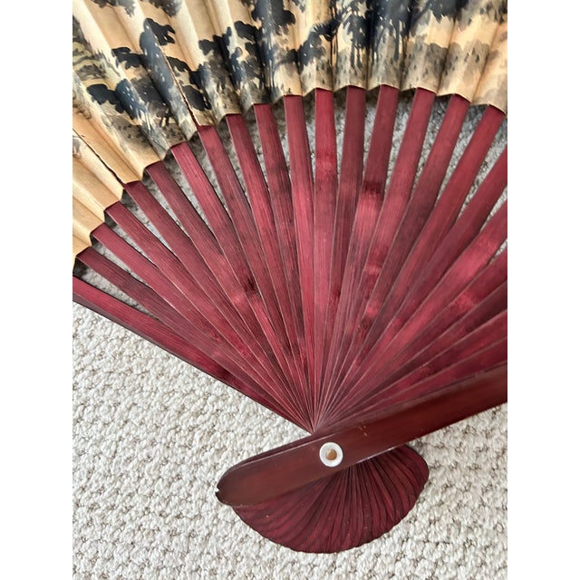 1980s Vintage 1980s Japanese Oversized Folding Wall Fan For Sale - Image 5 of 10
