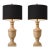 Late 20th Century Belgian Modern French Provincial Turned Urn Table Lamps With Black Linen Drum Shades - a Pair For Sale