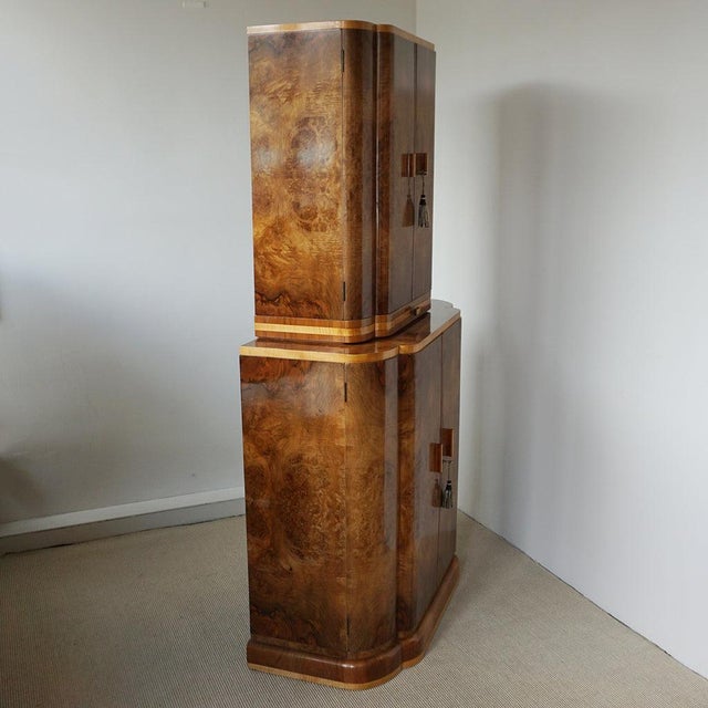 Vintage Art Deco Cocktail Cabinet in Burr Walnut, 1930s For Sale - Image 12 of 17