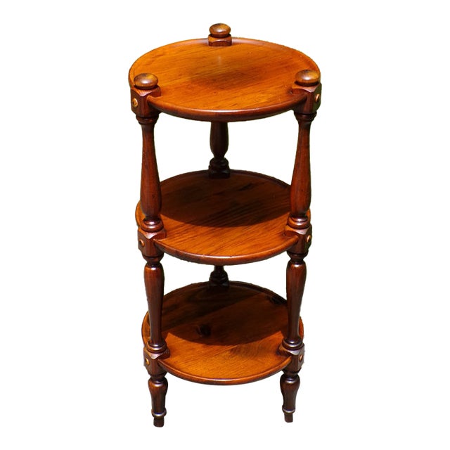 Vintage Ethan Allen Old Tavern Collection Pine 3 Tier Table Plant Stand For Sale
