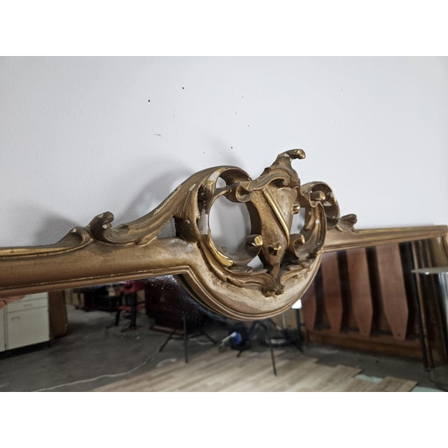 Large Vintage Mirror in Gold-Lacquered Wood, 1960 For Sale - Image 6 of 15