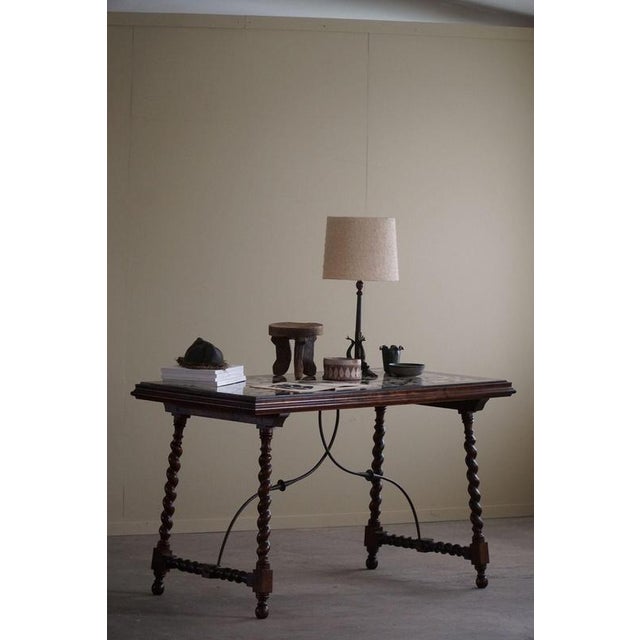 Antique Italian Center / Desk Table in Walnut & Marble, Naples, 19th Century For Sale - Image 12 of 18