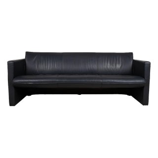 Dark Blue Leather 3-Seater Sofa from Leolux For Sale