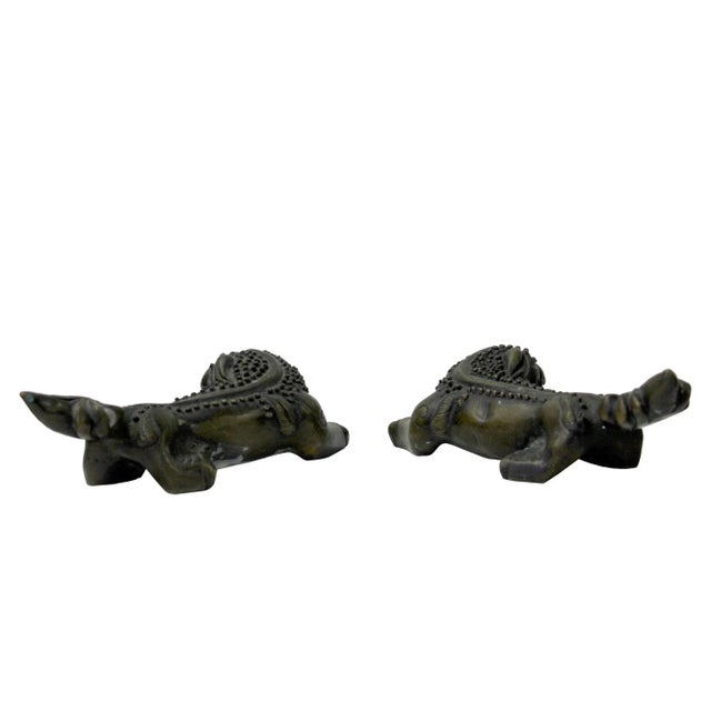 Figurative Chinese Bronze Brown Metal Fengshui Pixiu Figures - a Pair For Sale - Image 3 of 6