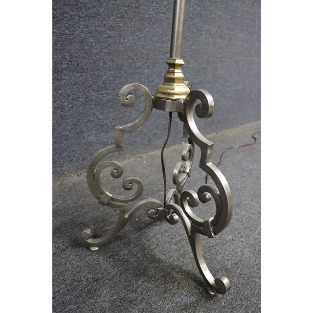 Neoclassical Late 20th Century Directoire Style Stainless & Brass Floor Lamp For Sale - Image 3 of 16