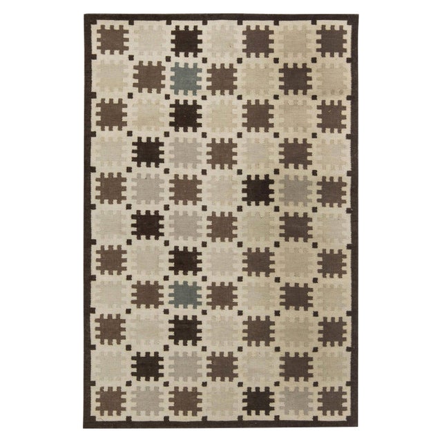 Modern Scandinavian Style Flat-Weave Wool Rug by Doris Leslie Blau For Sale