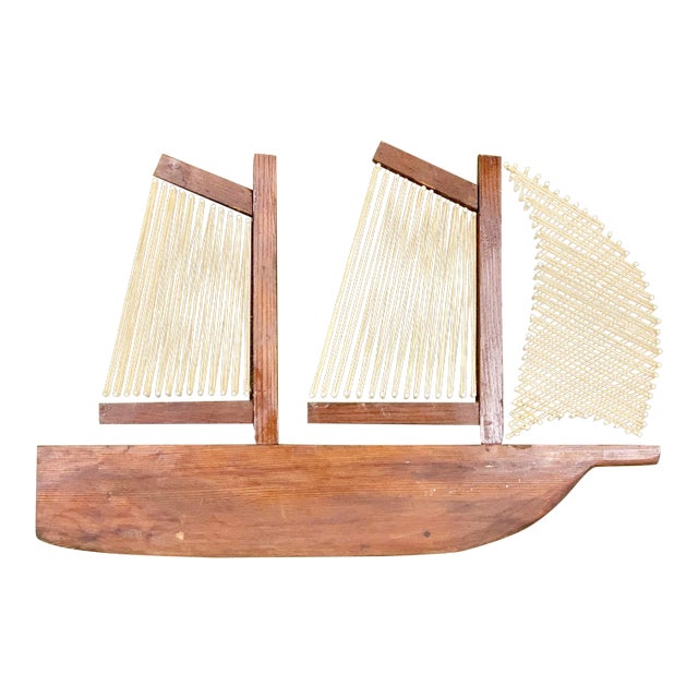 Vintage Handmade Sailboat String Art For Sale