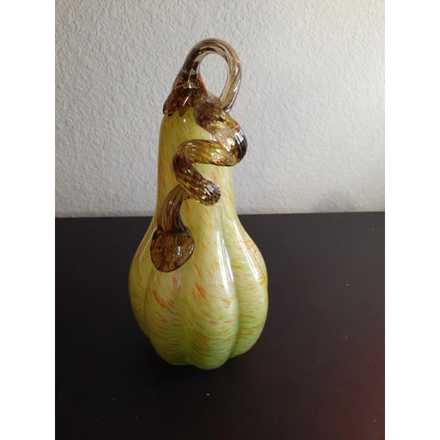 Glass 1980s Green Blown Art Glass Pumpkin Blown Art Glass Figurine For Sale - Image 7 of 7