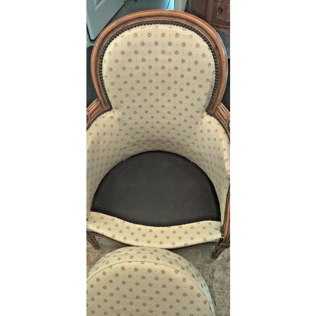 Antique Carved Walnut French Style, Bergere Chair For Sale - Image 11 of 12