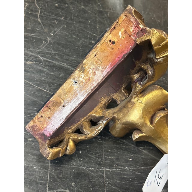 Vintage Italian Giltwood Marble Top One Leg Hall Table For Sale - Image 11 of 11