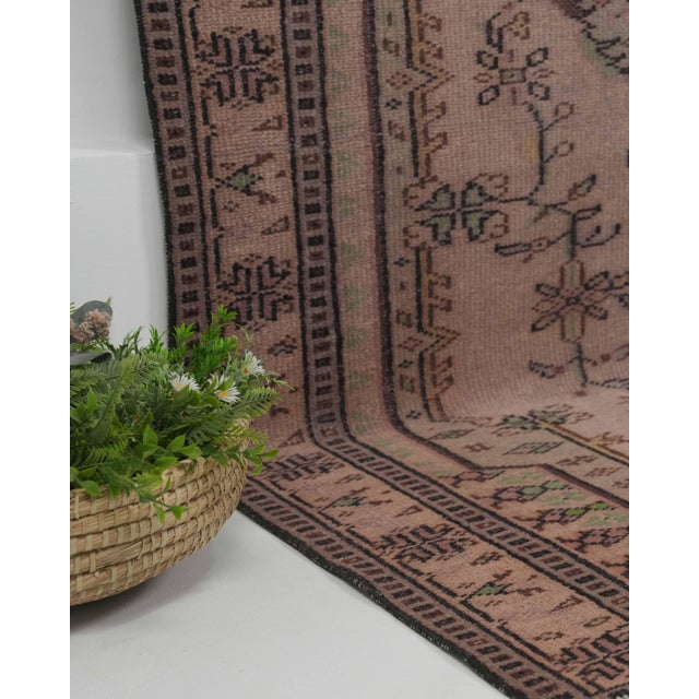 1970s Vintage Handmade Wool Cotton Brown Area Rug For Sale In San Francisco - Image 6 of 12