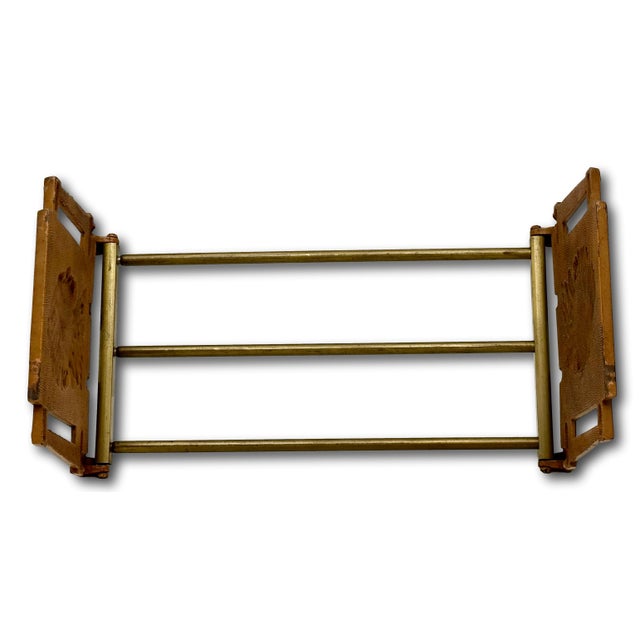 Unusual Antique 1910s Cast Iron American Indian Motif Telescoping Adjustable Size Bookend Rack With Nice Original Paint For Sale - Image 17 of 18