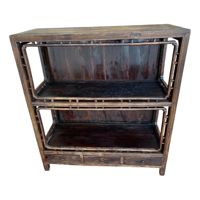 Chinese Antique Elm Bookcase For Sale