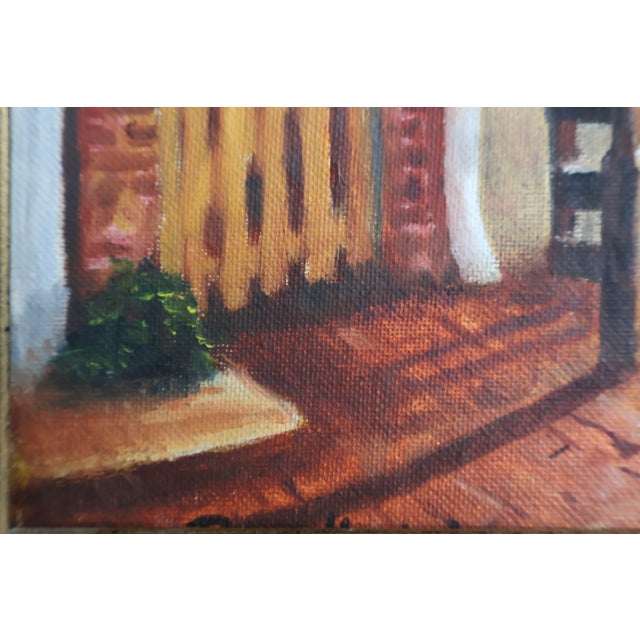 Vintage Roger Merkel Signed Cobblestone Street Oil Painting—Gilt Framed For Sale - Image 10 of 15