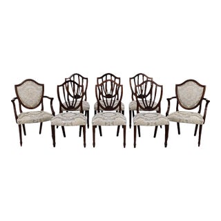 Set of 8 Baker Mahogany Shield Back Dining Chairs For Sale
