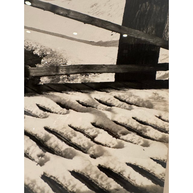 1940s Vintage Black and White Photograph of a Snow Covered Bridge For Sale - Image 5 of 7