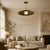 Glass Scalloped Brass Semi Flush Ceiling Light, Vintage Flower Pendant Fixture With Milk Glass Globe For Sale - Image 7 of 12
