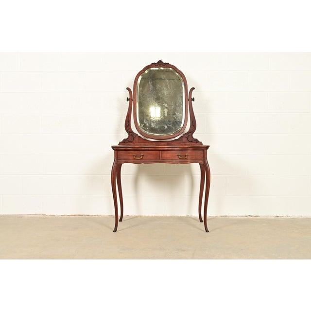 Early Widdicomb Victorian Carved Mahogany Vanity or Dressing Table With Mirror, Circa 1890s For Sale - Image 14 of 14