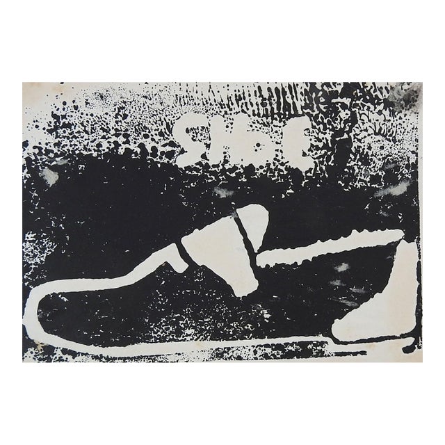Mid 20th Century Vintage Black Block Print of Shoe For Sale