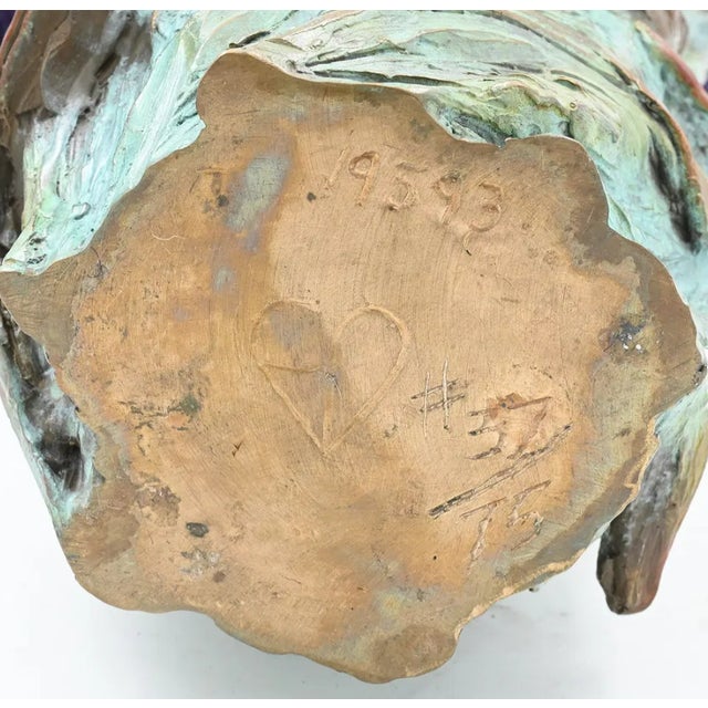 American William Ravenscroft Sharles (American 1940-2023), Polychrome Bronze Sculpture/Vase Titled “Tulips and Iris Vase” From the Iris Collection For Sale - Image 3 of 3