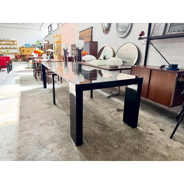 Extendable Console Table with Metal Frame and Black Lacquered Finish, 1980s For Sale - Image 9 of 9