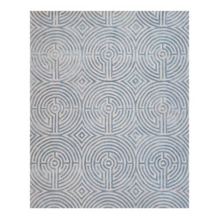 Lucca Hand-Tufted Maze Rug, Sky Blue, 9x12 For Sale