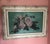 Beautiful antique/vintage hand-painted glass floral picture featuring dusty pink and mauve roses with deep green foliage...