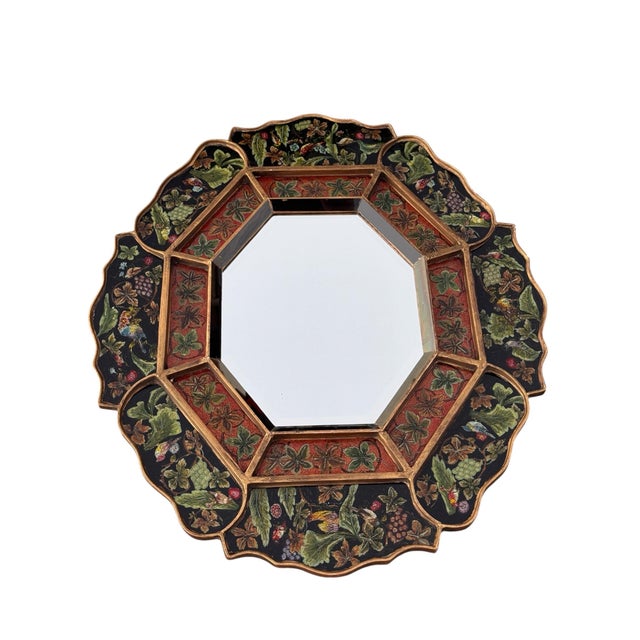 Weiss Robert M. Weiss Octagonal Mirror in Reverse Painted Frame For Sale - Image 4 of 11