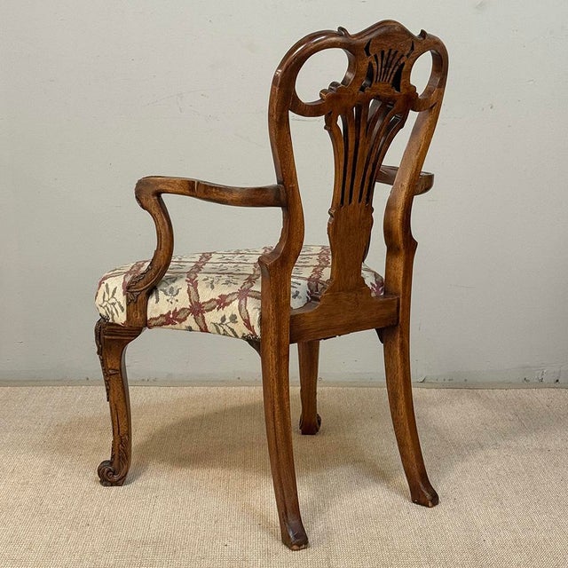 19th Century English Chippendale Style Carved Walnut Armchair For Sale - Image 14 of 18