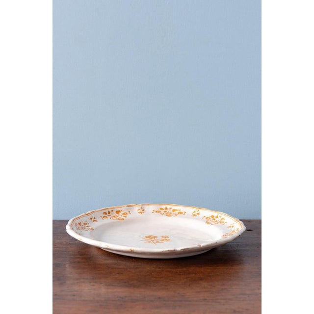 18th Century Moustiers Faience, Ochre Floral Plate, 18th Century For Sale - Image 5 of 7