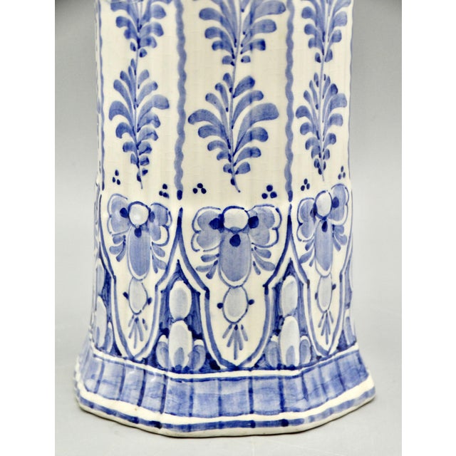 Hand Painted Delftware Chinoiserie Trumpet Vase, 11.5 Inches For Sale - Image 6 of 9