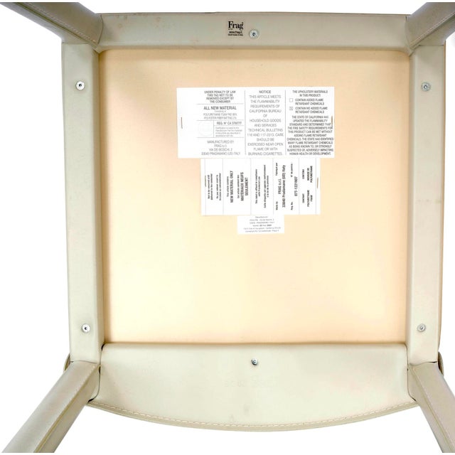 Metal Set of 4 Italian Frag Leather Counter Stools – Handcrafted Ivory Saddle Leather, Minimalist Modern Design For Sale - Image 7 of 10