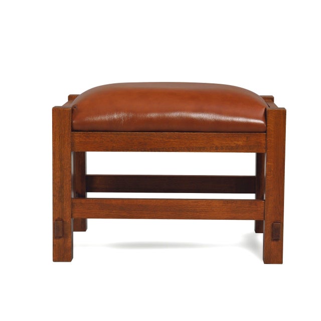 Mission Spindle Stool - Quarter Sawn Oak & Leather - Micheal Cherry For Sale - Image 11 of 13