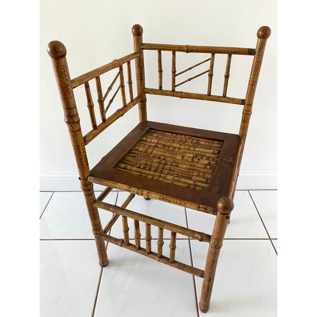 Antique Burnt Bamboo Corner Chair Chairish