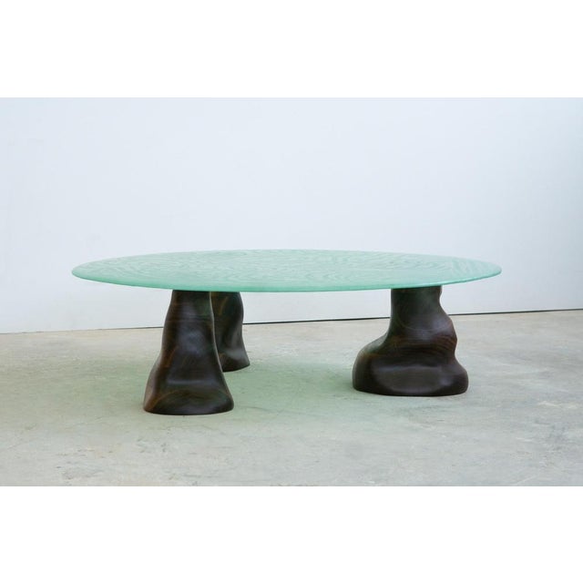 Green Glass Powder and Walnut Coffee Table by Alexander Knysch For Sale - Image 12 of 15