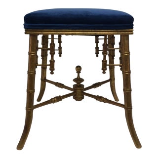 Antique Faux Bamboo Stool For Sale