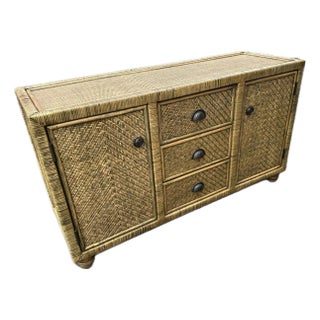 Vintage Italian Rattan and Wicker Sideboard, Credenza, Buffet, Console For Sale