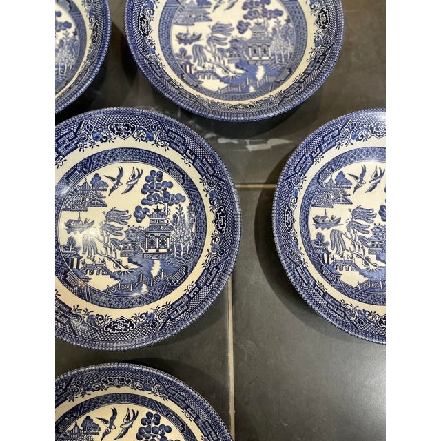 Vintage Blue Willow Churchill Bowls Made in Staffordshire England- a Set of 6 For Sale - Image 10 of 10