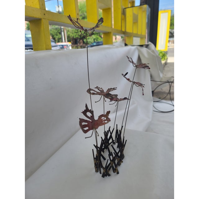 Signed Brutalist Metal Butterflies Sculpture For Sale - Image 11 of 11