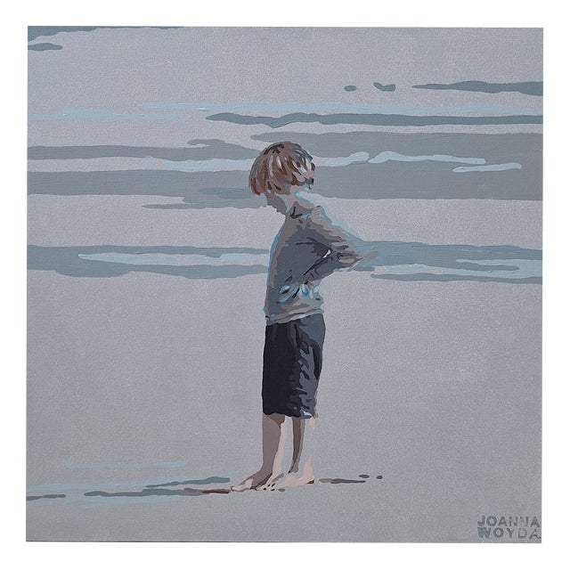 Joanna Woyda, The Beach: In the Shades of Grey, 2026, Acrylic on Canvas For Sale