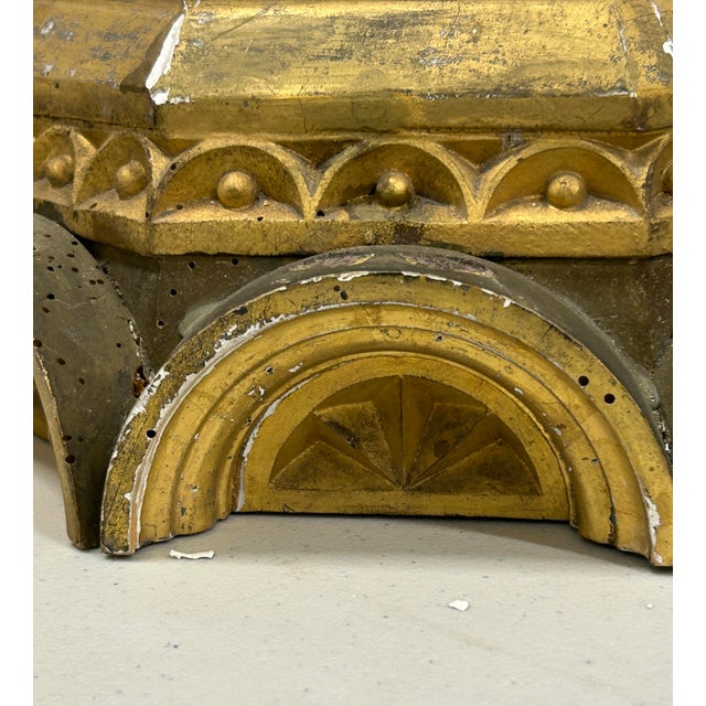 Wood 19th Century Neo-Gothic Gilt Architectural Altar Fragment 46in Tall For Sale - Image 7 of 10