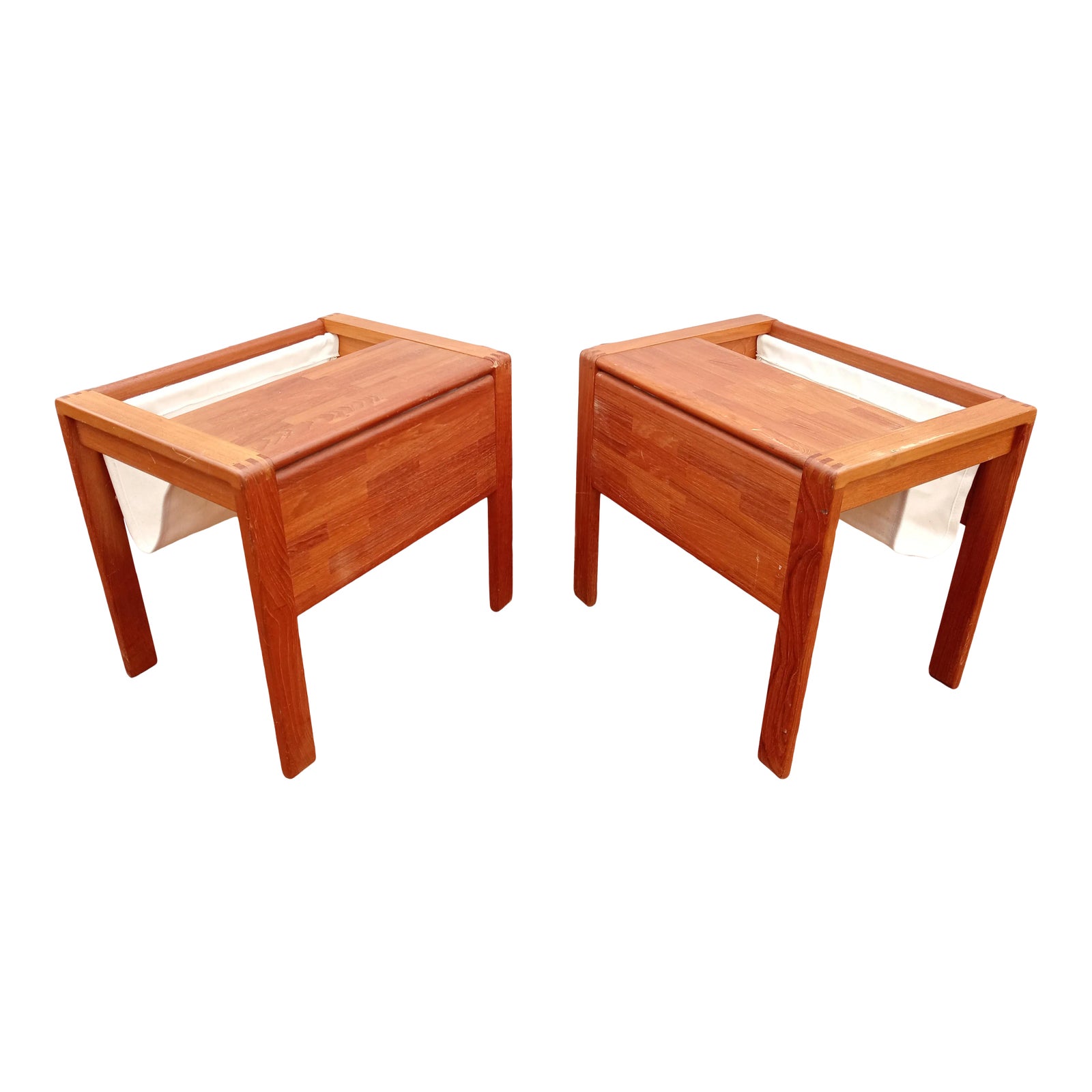 1960s Mid-Century Teak Magazine Rack Side Tables - a Pair | Chairish
