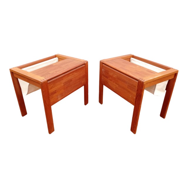 1960s Mid-Century Teak Magazine Rack Side Tables - a Pair For Sale