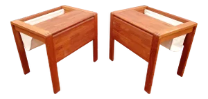 1960s Mid-Century Teak Magazine Rack Side Tables - a Pair
