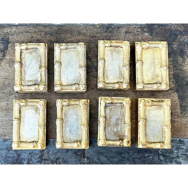 Vintage Gilt Bamboo Table Setting Personal Match Strikes - Set of 8 For Sale - Image 11 of 12