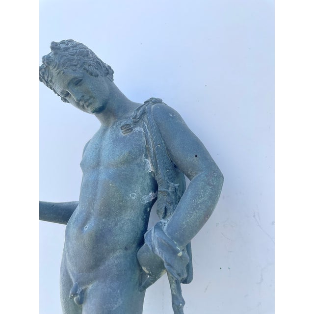 Neoclassical Grand Tour Solid Bronze “Narcissus” After the Antique – Early 20th Century Classical Figure For Sale - Image 3 of 15