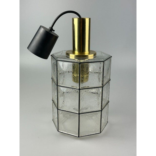 Metal Space Age Ceiling Lamp in Glass and Brass from Glashütte Limburg, Germany, 1960s-1970s For Sale - Image 7 of 18