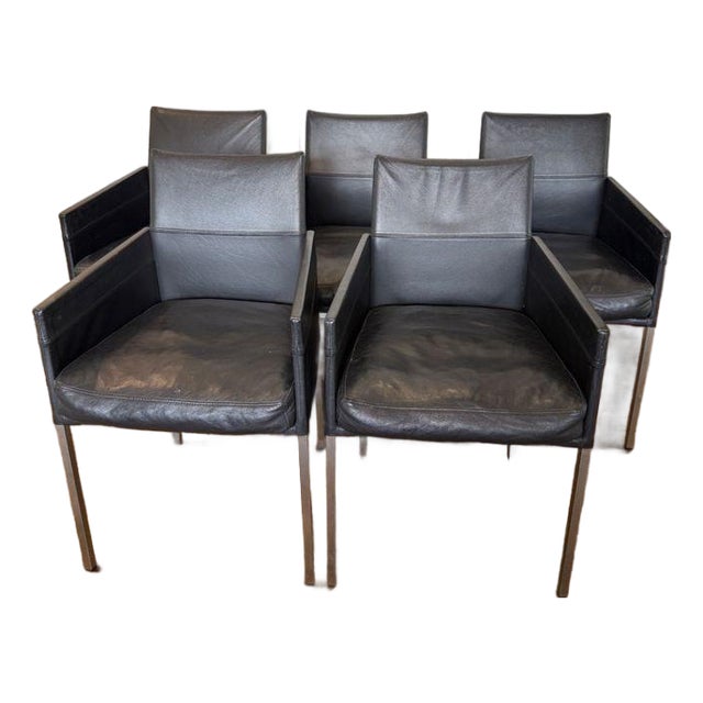 Set of 5 Karl Friedrich Forster “Texas” Leather Dining Armchairs For Sale