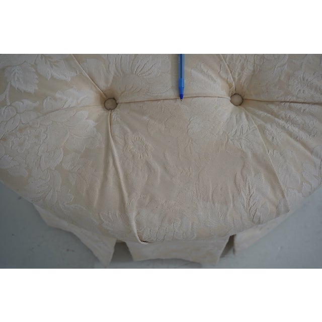 Round Tufted Ottoman W. Pleated Skirt For Sale - Image 11 of 11