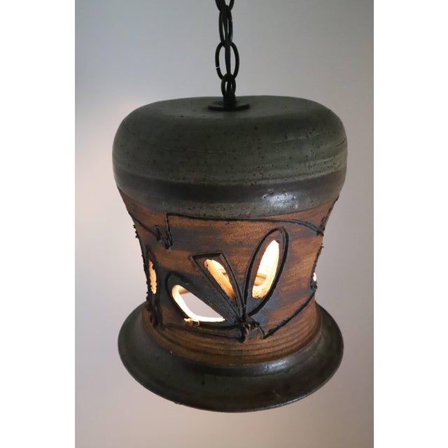 Vintage Hand Thrown Ceramic Pendant Light For Sale - Image 10 of 10